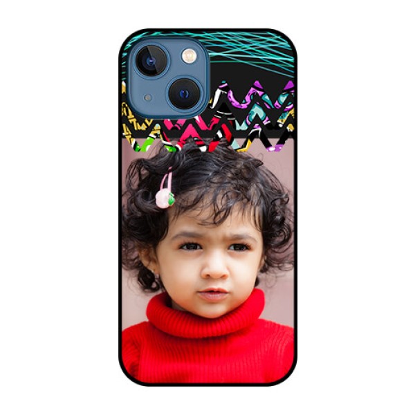 iPhone 13 Mini Personalized Glass Phone Case - Neon Abstract Design