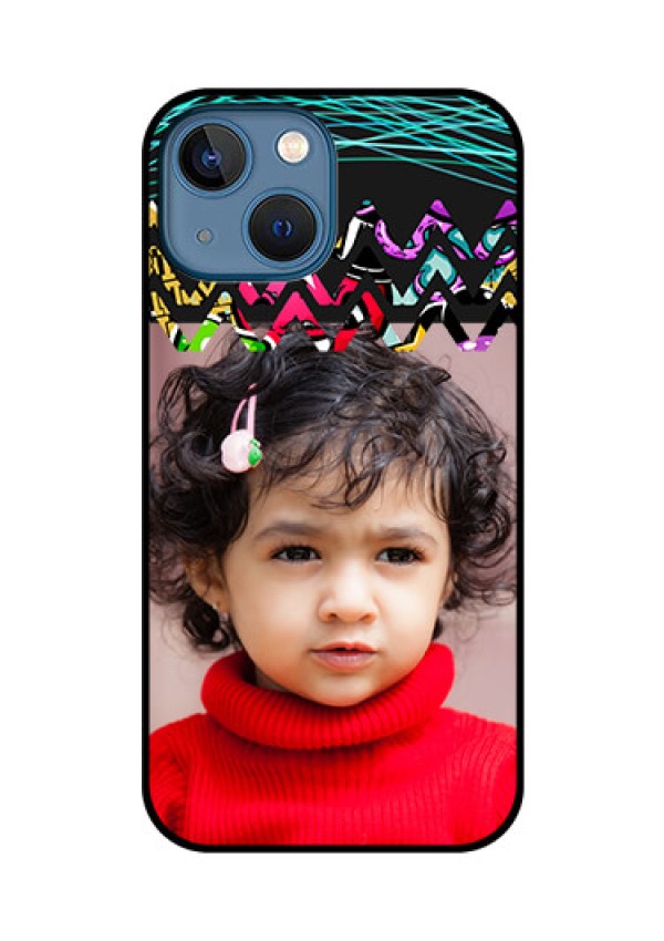 iPhone 13 Mini Personalized Glass Phone Case - Neon Abstract Design