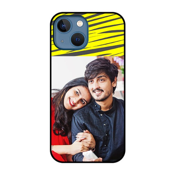 iPhone 13 Mini Photo Printing on Glass Case - Yellow Abstract Design
