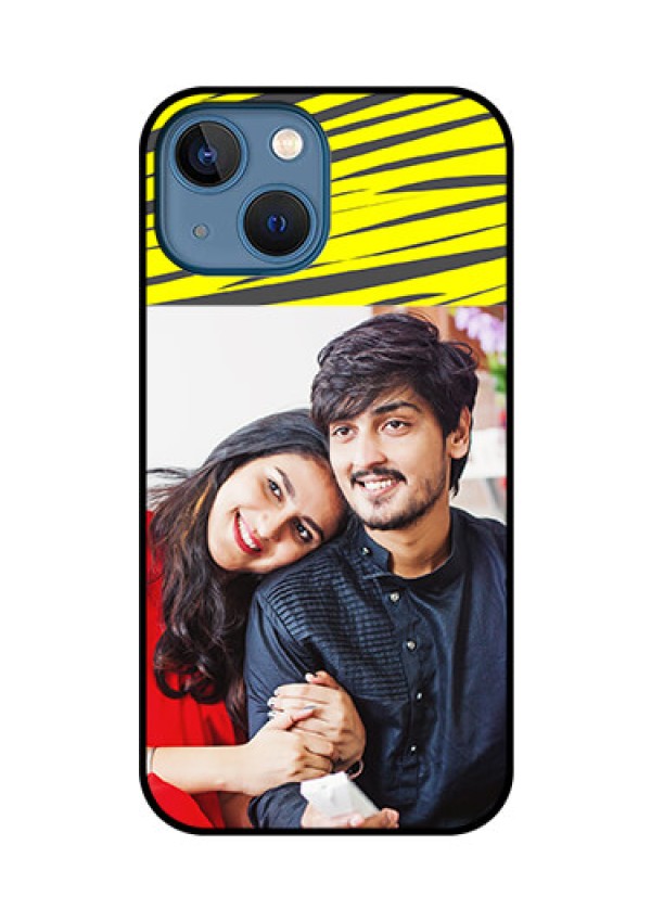 iPhone 13 Mini Photo Printing on Glass Case - Yellow Abstract Design