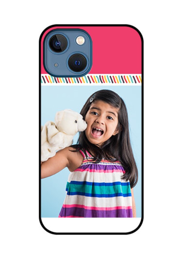 iPhone 13 Mini Personalized Glass Phone Case - Line art design
