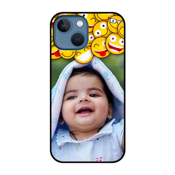 iPhone 13 Mini Custom Glass Mobile Case - with Smiley Emoji Design iPhone 13 Mini Custom Glass Mobile Case - with Smiley Emoji Design