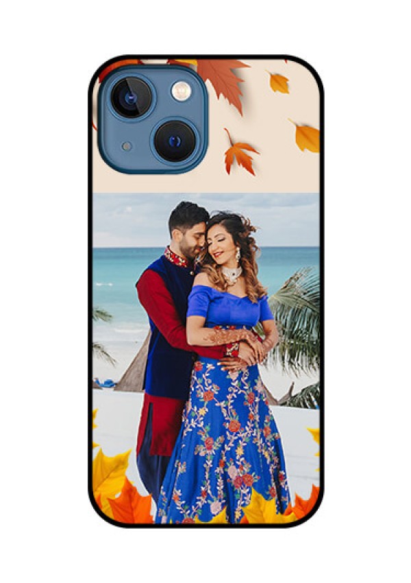 iPhone 13 Mini Photo Printing on Glass Case - Autumn Maple Leaves Design