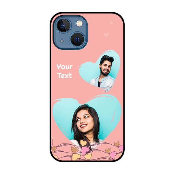iPhone 13 Mini Custom Glass Mobile Case - Love Doodle Design