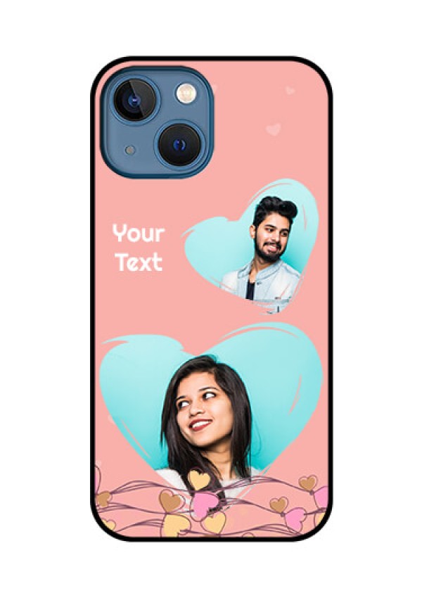 iPhone 13 Mini Custom Glass Mobile Case - Love Doodle Design