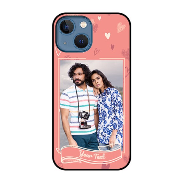 iPhone 13 Mini Custom Glass Phone Case - Love doodle art Design