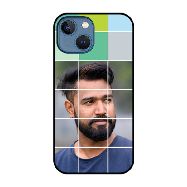 iPhone 13 Mini Photo Printing on Glass Case - with white box pattern iPhone 13 Mini Photo Printing on Glass Case - with white box pattern