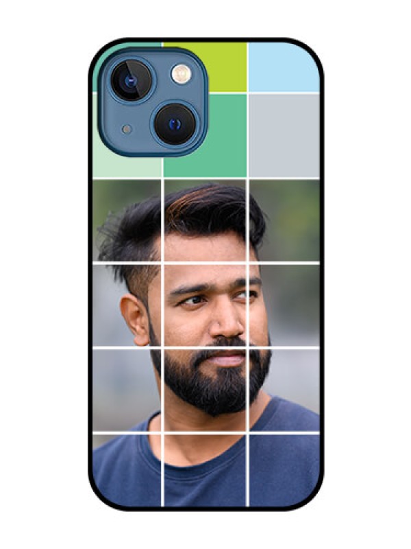 Custom iPhone 13 Mini Photo Printing on Glass Case - with white box pattern