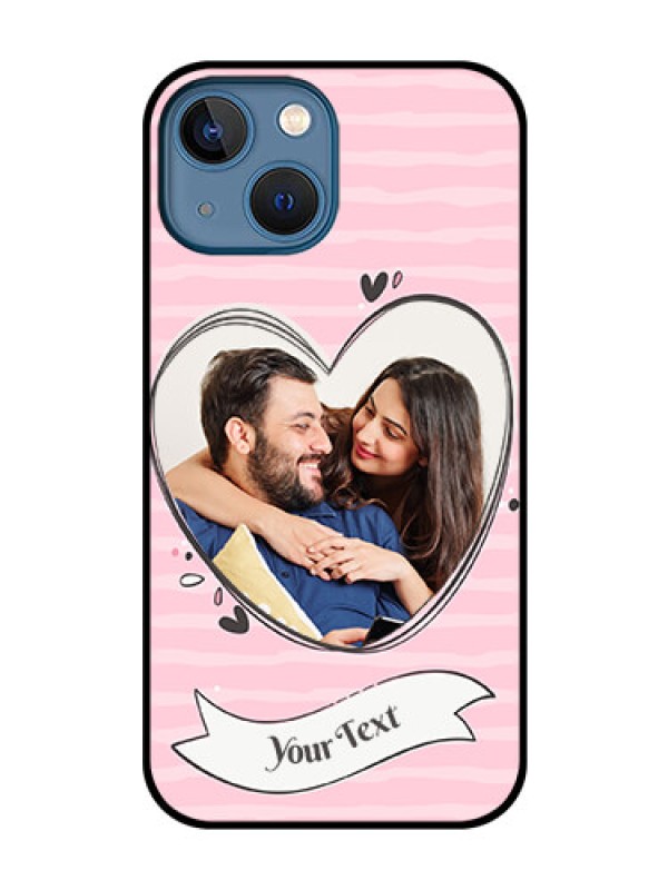 Custom iPhone 13 Mini Custom Glass Phone Case - Vintage Heart Design