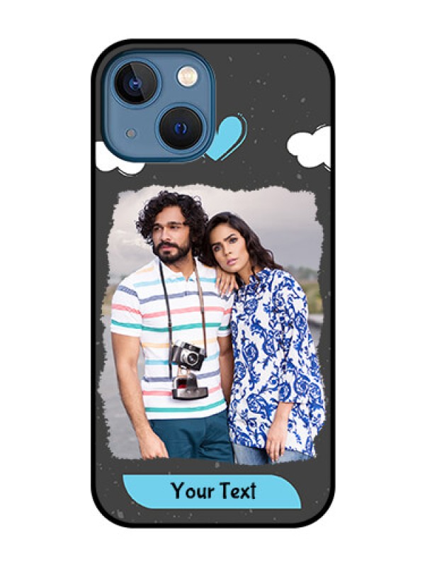 Custom iPhone 13 Mini Custom Glass Phone Case - Splashes with love doodles Design