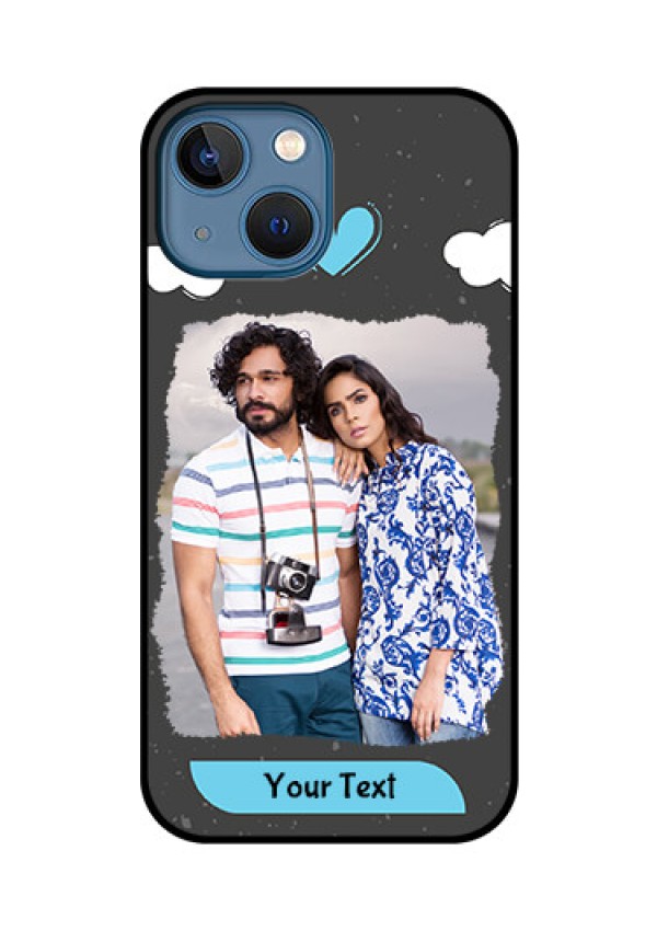 iPhone 13 Mini Custom Glass Phone Case - Splashes with love doodles Design