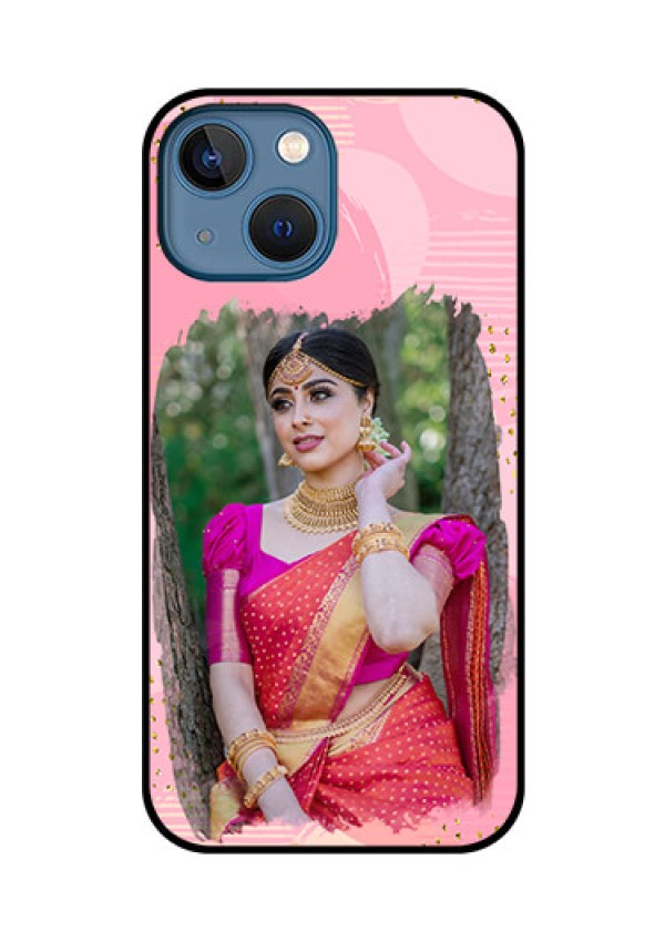 iPhone 13 Mini Personalized Glass Phone Case - Gold Glitter Splash Design