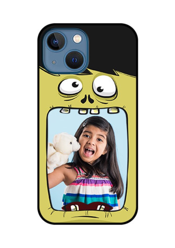 iPhone 13 Mini Personalized Glass Phone Case - Cartoon monster back case Design