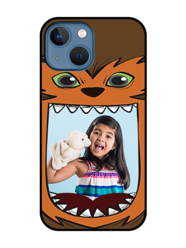 Custom iPhone 13 Mini Photo Printing on Glass Case - Owl Monster Back Case Design