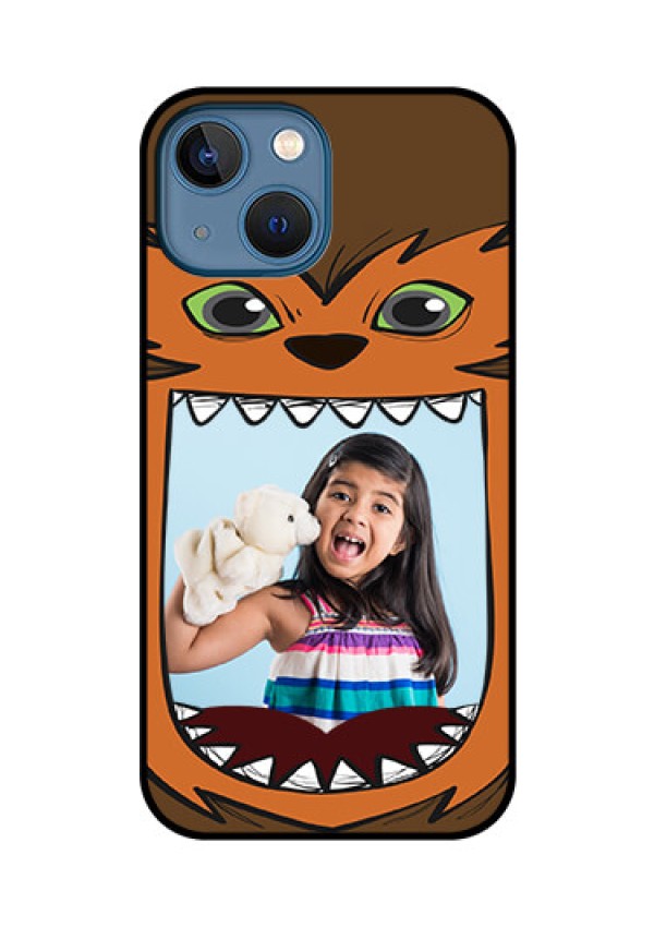 iPhone 13 Mini Photo Printing on Glass Case - Owl Monster Back Case Design