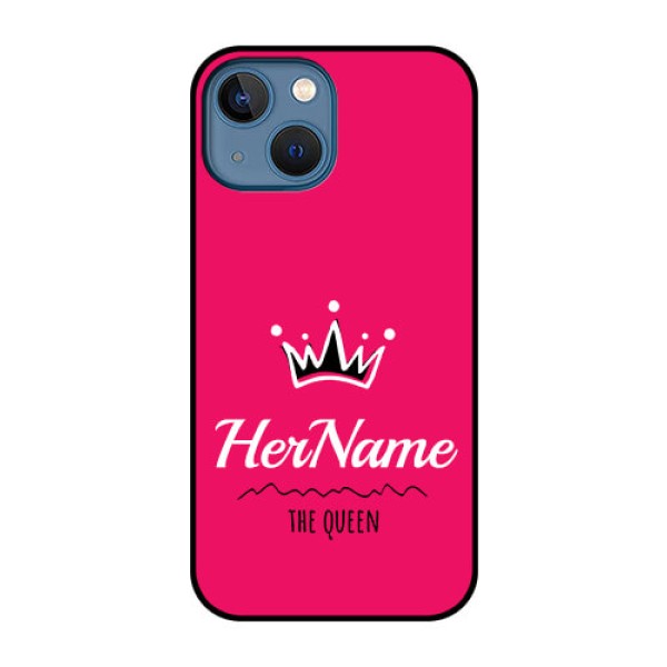 iPhone 13 Mini Glass Phone Case Queen with Name iPhone 13 Mini Glass Phone Case Queen with Name