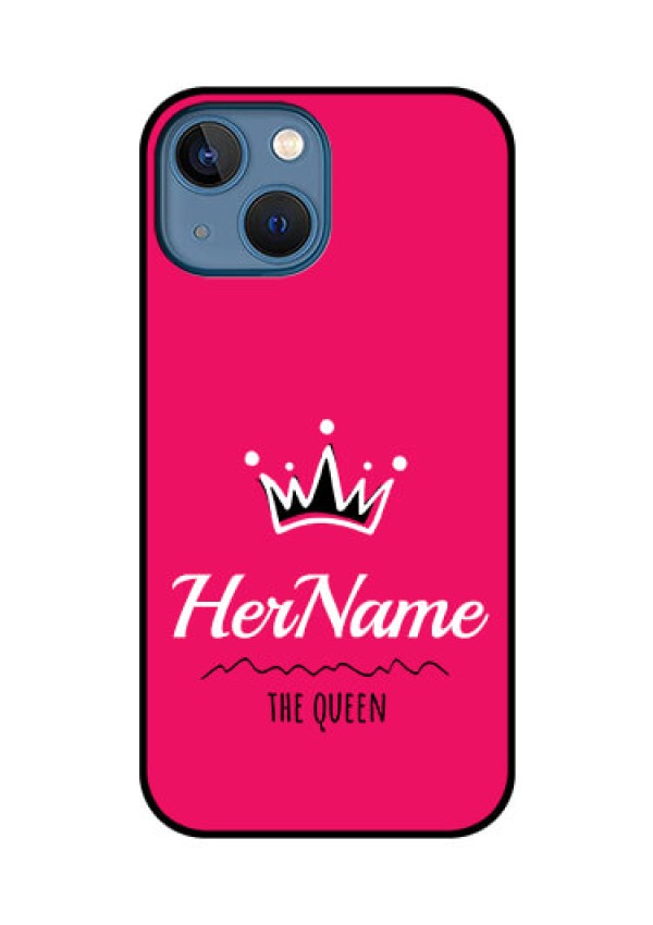 iPhone 13 Mini Glass Phone Case Queen with Name
