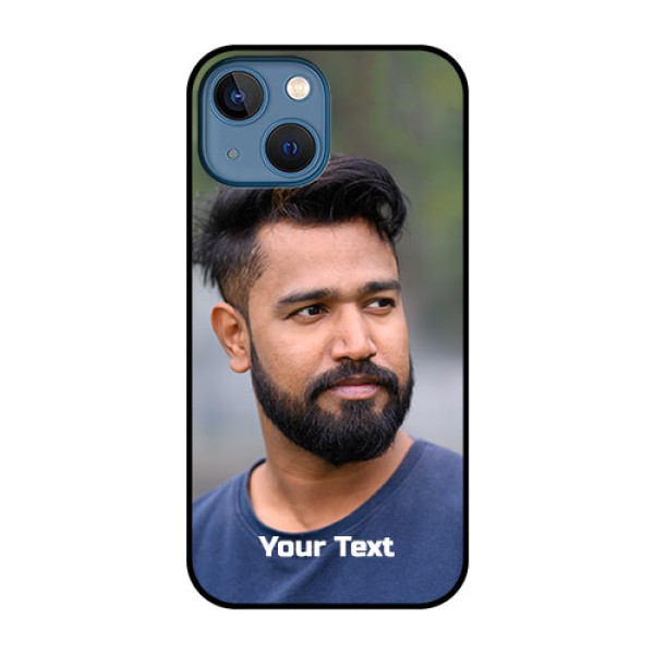 iPhone 13 Mini Glass Mobile Cover: Photo with Text