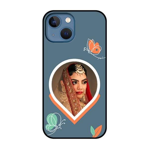 iPhone 13 Mini Custom Glass Mobile Case - Droplet Butterflies Design