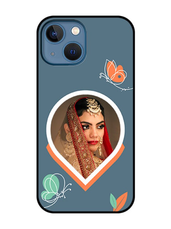 Custom iPhone 13 Mini Custom Glass Mobile Case - Droplet Butterflies Design