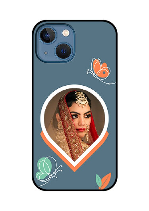 iPhone 13 Mini Custom Glass Mobile Case - Droplet Butterflies Design