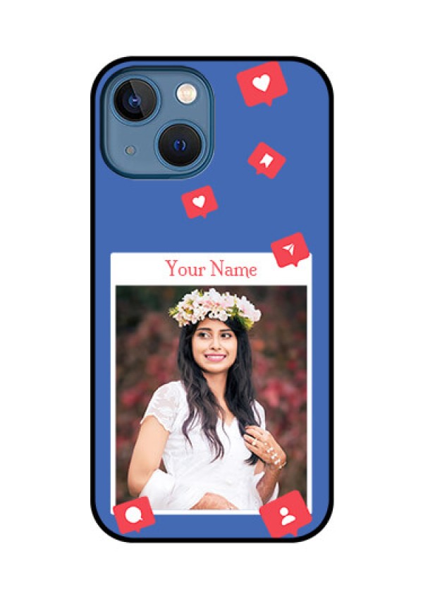 iPhone 13 Mini Custom Glass Phone Case - Like Share And Comment Design