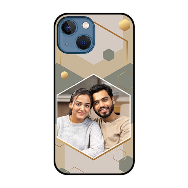 iPhone 13 Mini Photo Printing on Glass Case - Stylish Hexagon Pattern Design iPhone 13 Mini Photo Printing on Glass Case - Stylish Hexagon Pattern Design