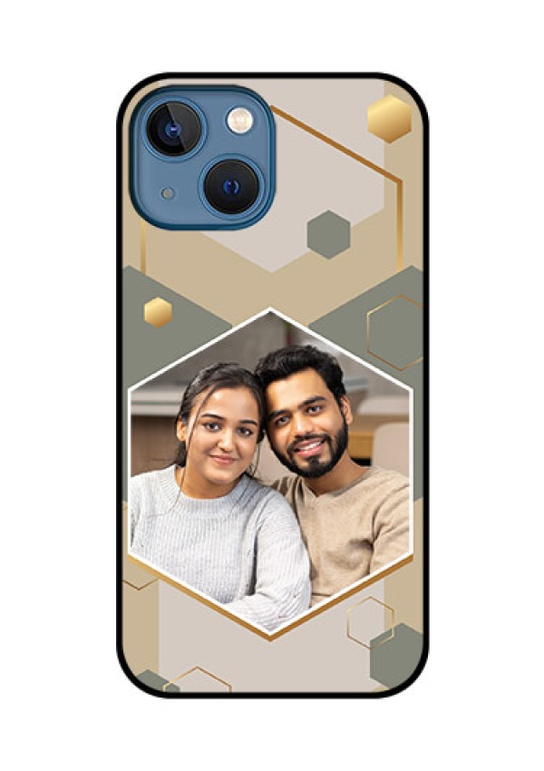 iPhone 13 Mini Photo Printing on Glass Case - Stylish Hexagon Pattern Design
