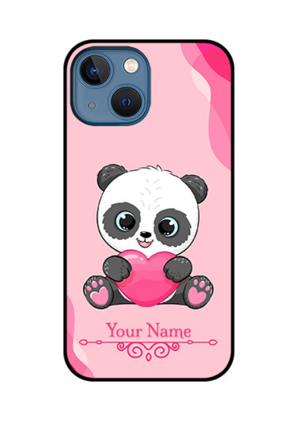 iPhone 13 Mini Custom Glass Mobile Case - Cute Panda Design