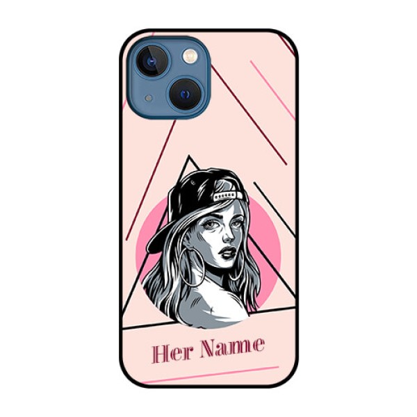 iPhone 13 Mini Personalized Glass Phone Case - Rockstar Girl Design