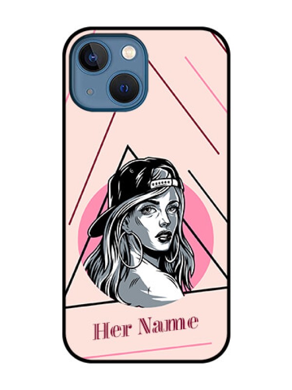 Custom iPhone 13 Mini Personalized Glass Phone Case - Rockstar Girl Design