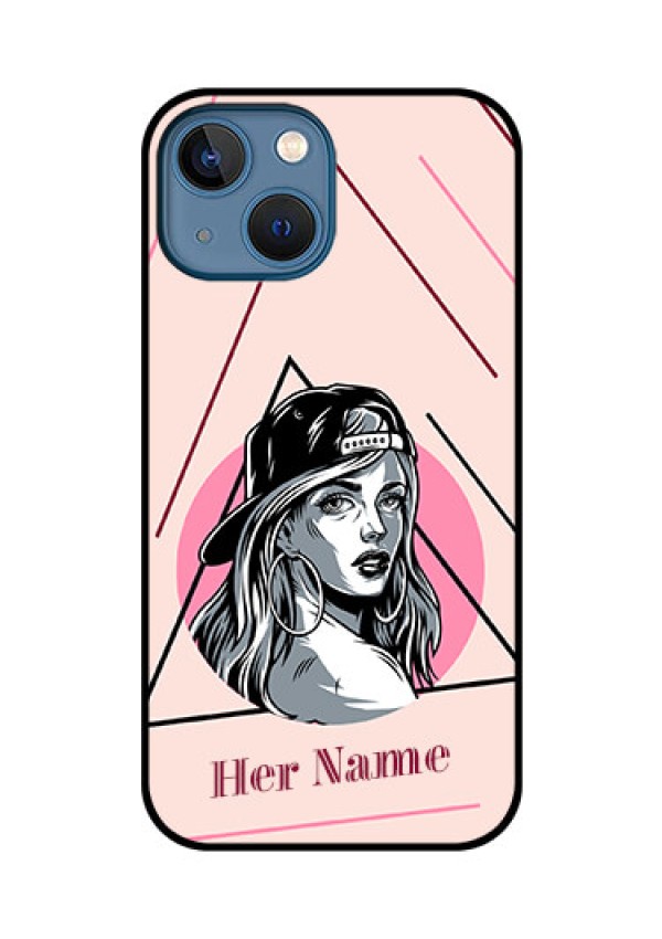 iPhone 13 Mini Personalized Glass Phone Case - Rockstar Girl Design
