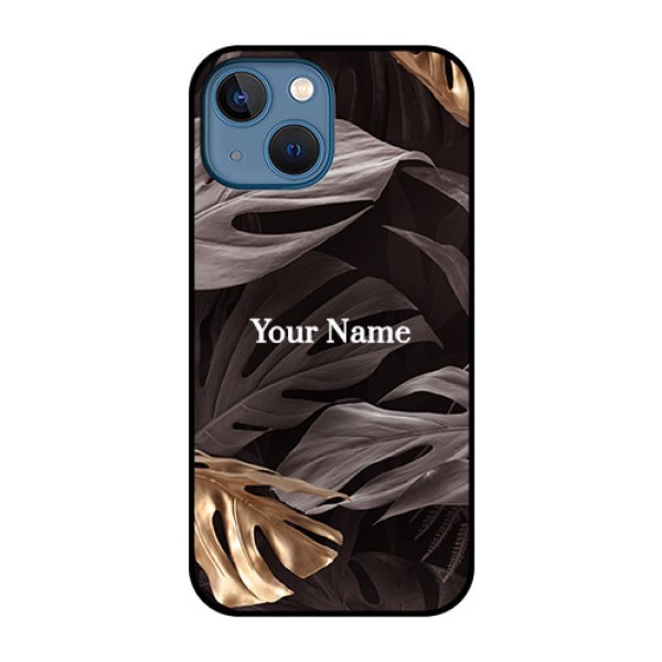 iPhone 13 Mini Personalised Glass Phone Case - Wild Leaves digital paint Design iPhone 13 Mini Personalised Glass Phone Case - Wild Leaves digital paint Design