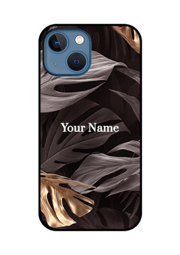 iPhone 13 Mini Personalised Glass Phone Case - Wild Leaves digital paint Design