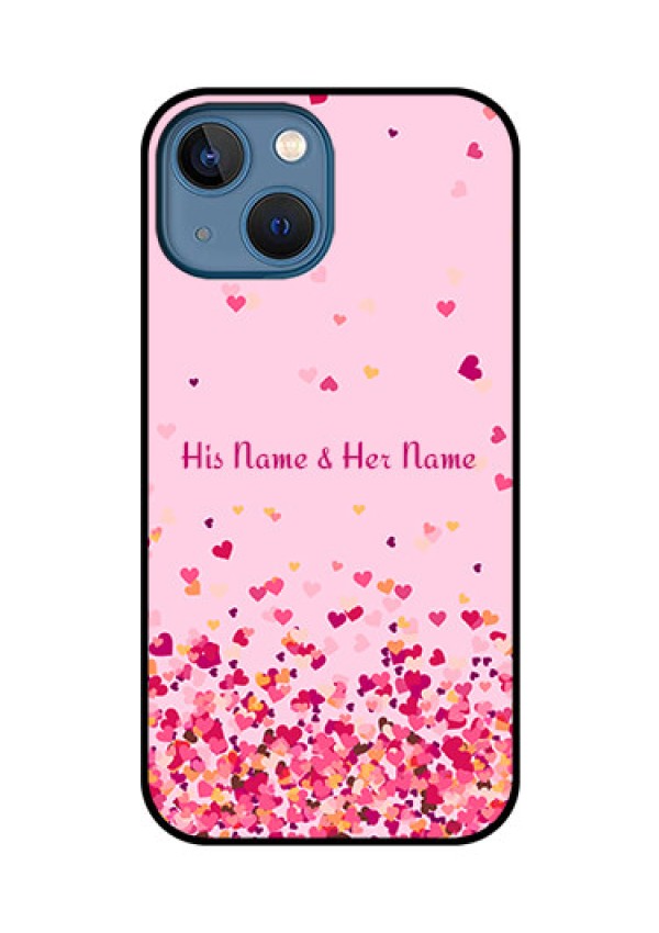 iPhone 13 Mini Photo Printing on Glass Case - Floating Hearts Design