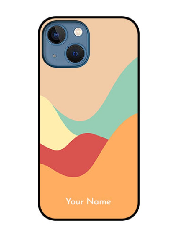 Custom iPhone 13 Mini Personalized Glass Phone Case - Ocean Waves Multi-colour Design