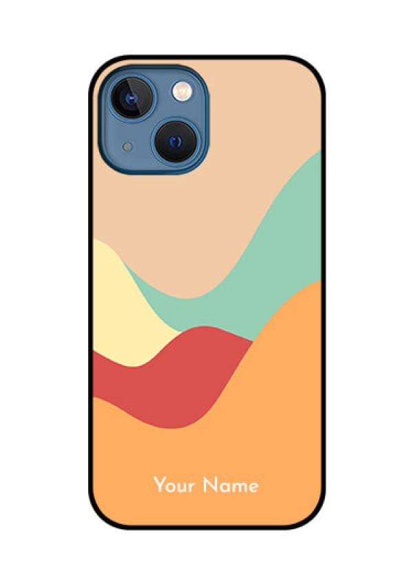 iPhone 13 Mini Personalized Glass Phone Case - Ocean Waves Multi-colour Design