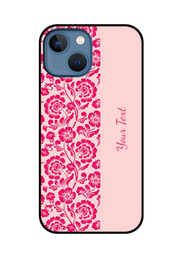 iPhone 13 Mini Custom Glass Phone Case - Attractive Floral Pattern Design
