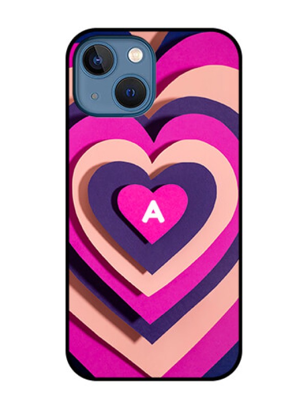 Custom iPhone 13 Mini Custom Glass Mobile Case - Cute Heart Pattern Design