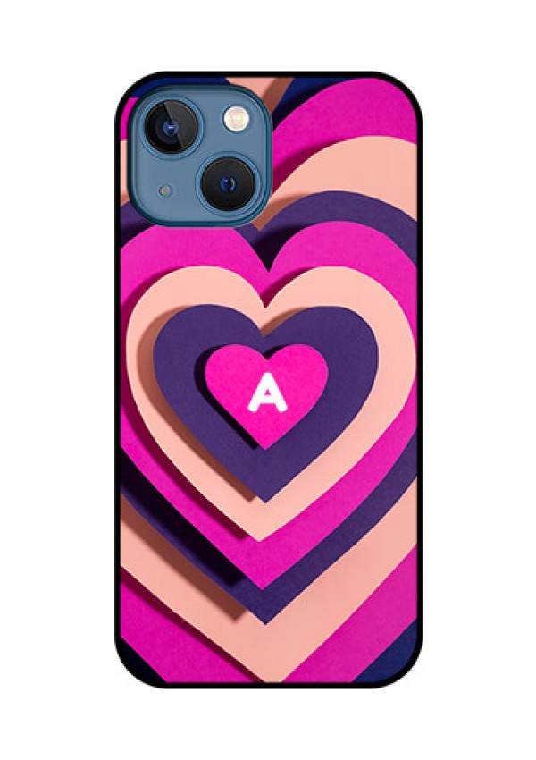 iPhone 13 Mini Custom Glass Mobile Case - Cute Heart Pattern Design