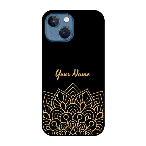 iPhone 13 Mini Custom Glass Phone Case - Golden mandala Design