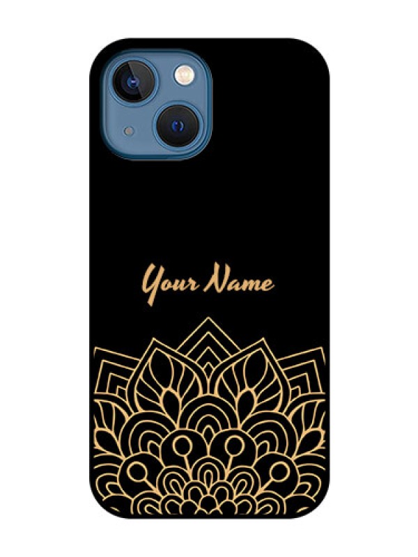 Custom iPhone 13 Mini Custom Glass Phone Case - Golden mandala Design