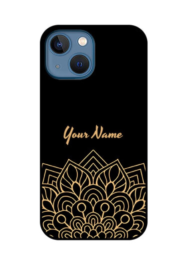 iPhone 13 Mini Custom Glass Phone Case - Golden mandala Design