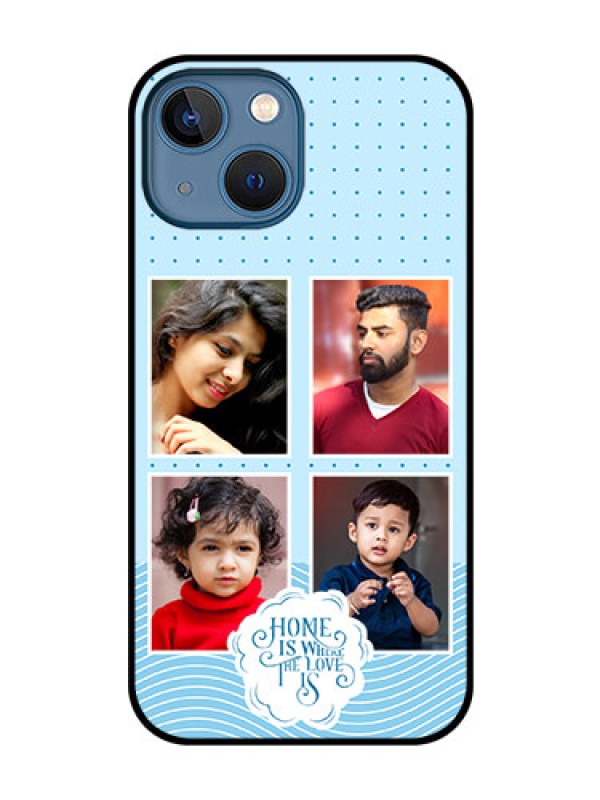 Custom iPhone 13 Mini Custom Glass Phone Case - Cute love quote with 4 pic upload Design