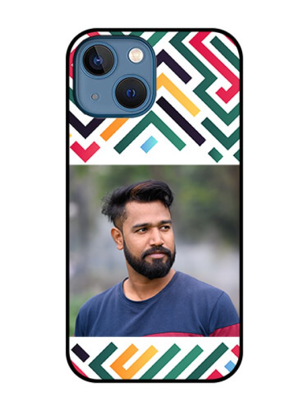 Custom iPhone 13 Mini Personalized Glass Phone Case - Colorful Maze Pattern Design