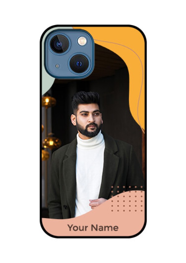 iPhone 13 Mini Personalized Glass Phone Case - Tri-coloured overlay design