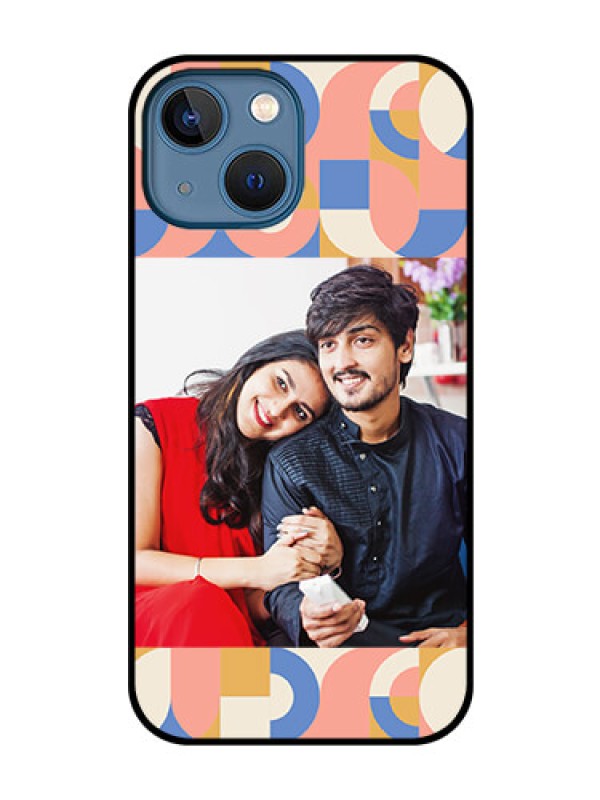 Custom iPhone 13 Mini Photo Printing on Glass Case - Semi-circle Maze Pattern Design