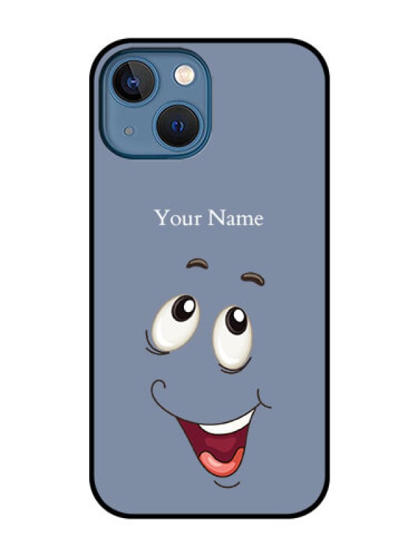 Custom iPhone 13 Mini Photo Printing on Glass Case - Laughing Cartoon Face Design