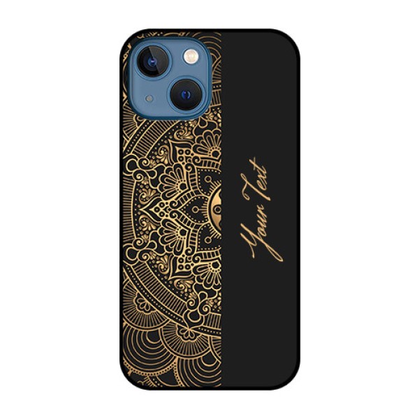 iPhone 13 Mini Photo Printing on Glass Case - Mandala art with custom text Design iPhone 13 Mini Photo Printing on Glass Case - Mandala art with custom text Design