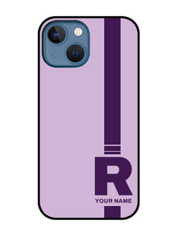 Custom iPhone 13 Mini Photo Printing on Glass Case - Simple dual tone stripe with name Design